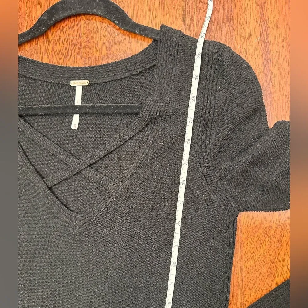 Free People Black Crisscross Front Knit Sweater